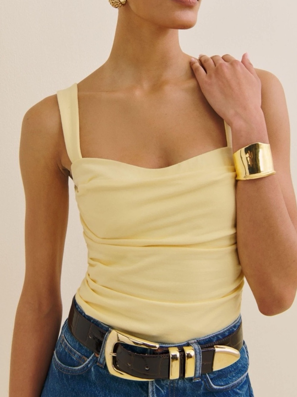 Reformation Trish Knit Top in Pineapple XS